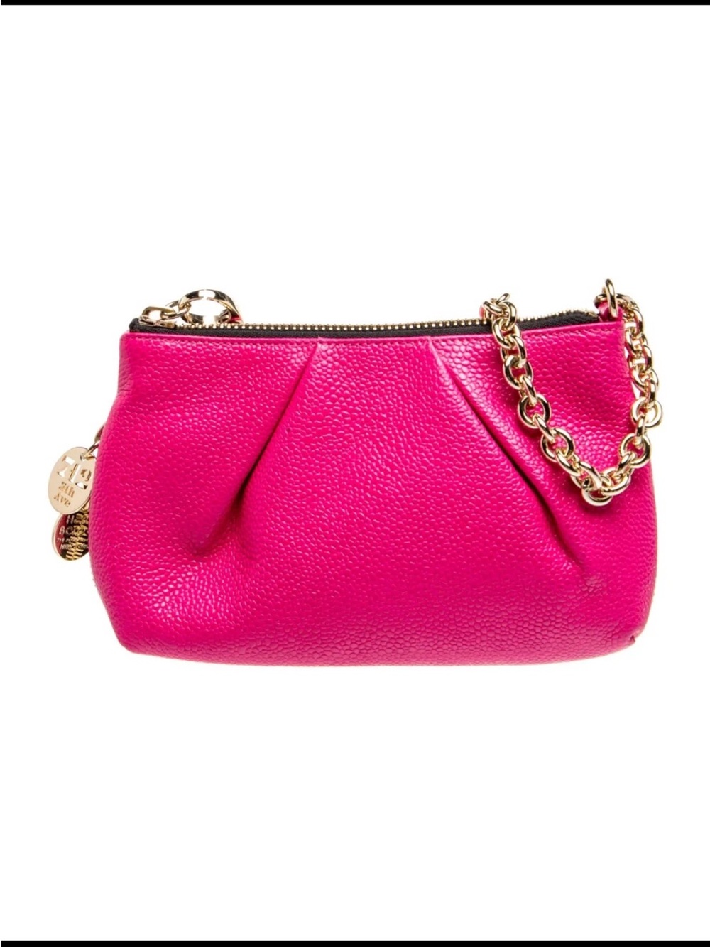 Henri Bendel Hot Pink Textured Pebbled Leather Wristlet Clutch NWOT - Picture 2 of 7